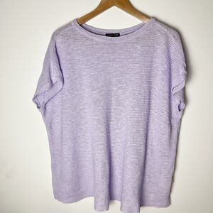 Eileen Fisher Lavender Purple Slub Boat-Neck Pullover Sweater Size 1X Linen 184